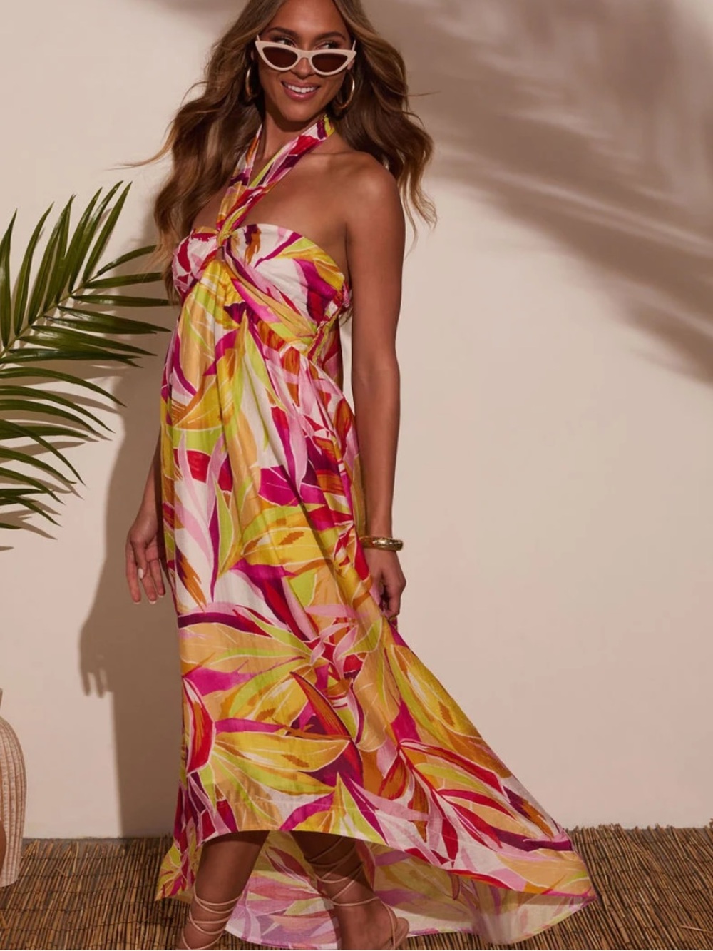 NWT Fate Tropical Halter Strapless Maxi Dress Sz S